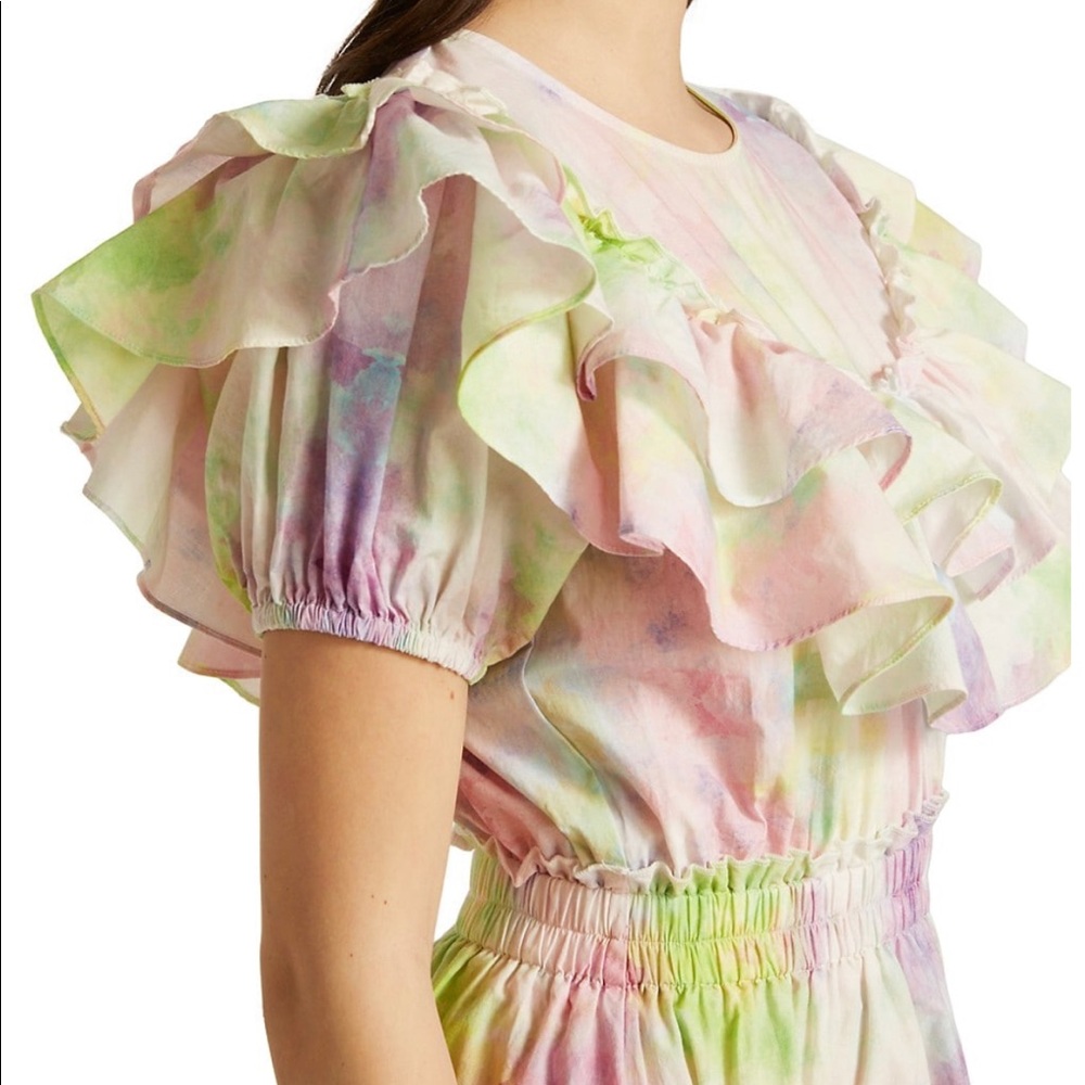 Stellah: Tie-Dye Ruffle Cotton Minidress (Large) - Picture 5 of 5
